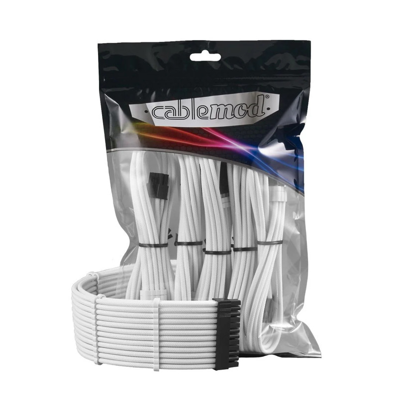 CableMod - ModMesh PRO Dual 8 pin PCI-E Sleeved Cable Extensions - White - كابل